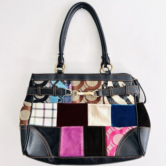 Unbranded Handbags - Beautiful Mixed Textile Crossgrain Patchwork Shoulder Bag Purse
